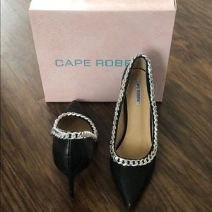 Black heels with chain detailing (size 10)